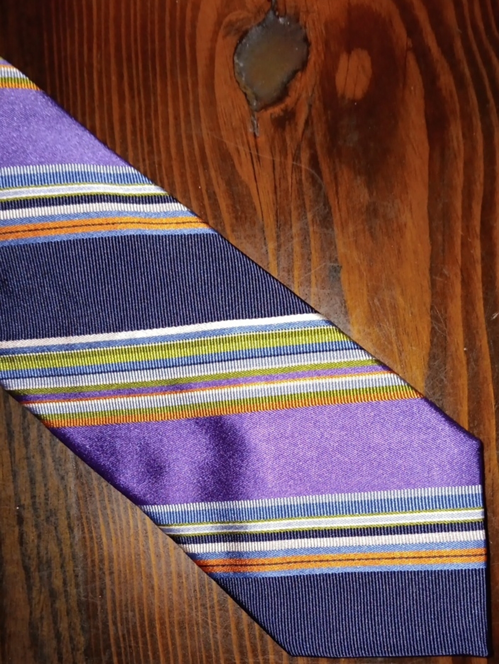Faconnable Purple and Navy Multi-Stripe Silk Tie